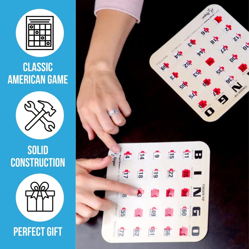 Regal Games Regal Bingo 25 Bingo Cards with Sliding Windows & Master Board Bulk Kit - Reusable Bingo Game Set for Adults & Seniors Large Group - Woodgrain - Image 3